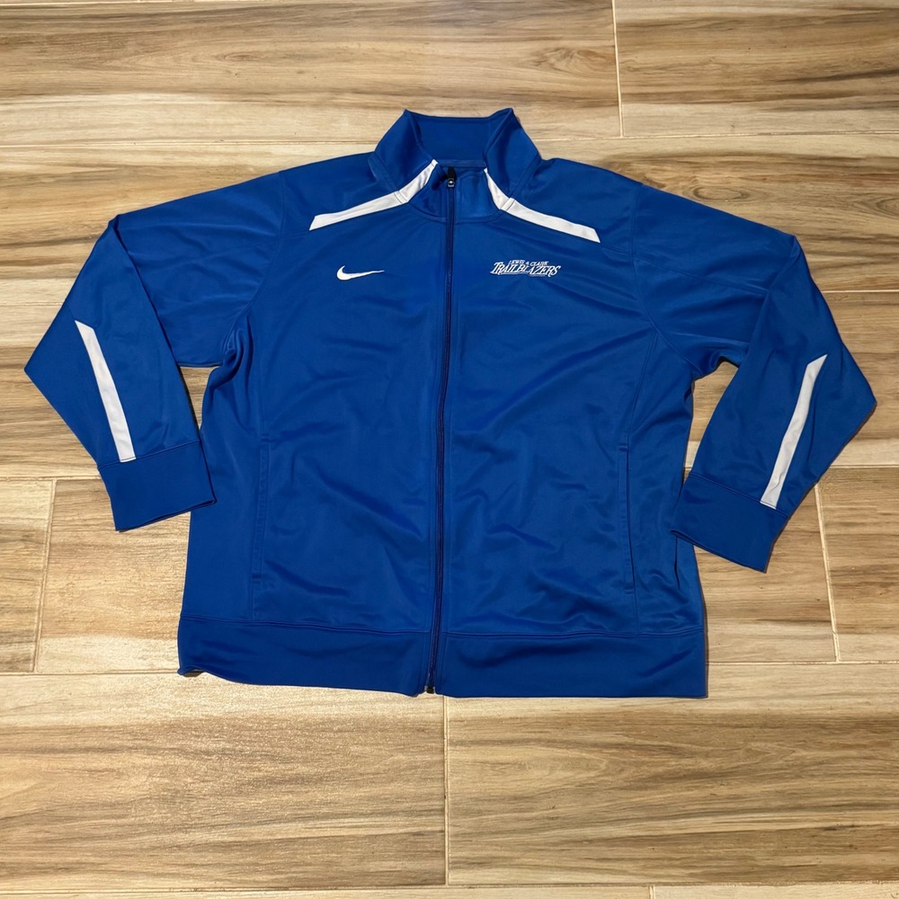 Nike Lewis & Clark Trailblazers Track Jacket Mens XL Blue Full Zip Swoosh Logo